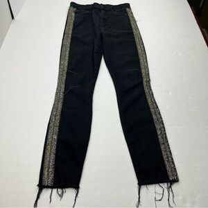 Mother High Waisted Looker Ankle Fray Guilty Flash SZ 26 Black Denim Jean *FLAW*